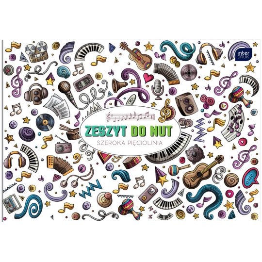 Zeszyt do nut szeroka linia B5, mix, 16 kartek, Interdruk