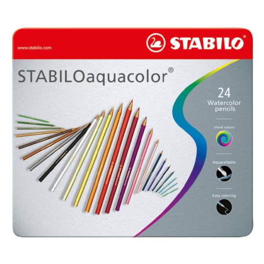 Kredki akwarelowe Stabilo Aquacolor w etui metalowym 24 kolory