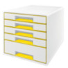 Pojemnik z 5 szufladami Leitz WOW Cube biało-żółty