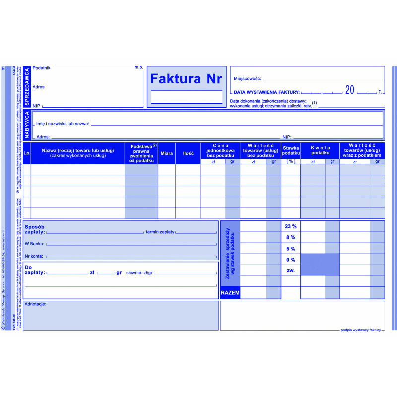 Faktura VAT Procedura Marży Dla Biur Podróży MIP 194-3E A5