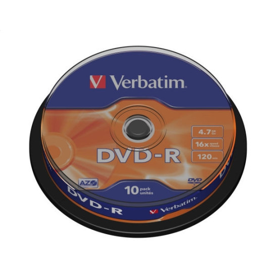 Płyta DVD-R Verbatim 4,7GB x16 Cake Advanced Azo 10szt.