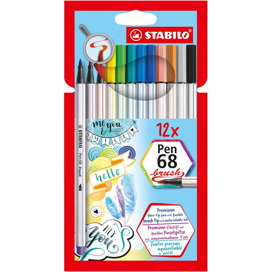 Flamastry Stabilo Pen 68 Brush 12 kolorów