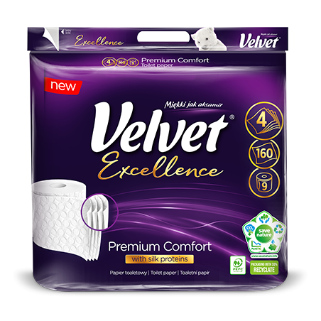 Papier toaletowy Velvet Excellence Premium Comfort 4-warstowowy 9 rolek