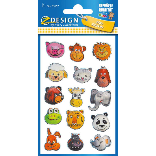 Naklejki Z-Design Kids 3D maski zwiarząt 53157 Avery