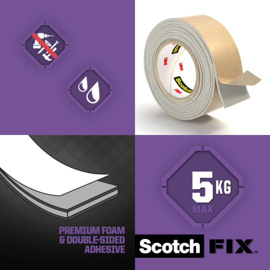 Taśma montażowa dwustronna do luster i łazienki 19mm x 5m Scotch-Fix