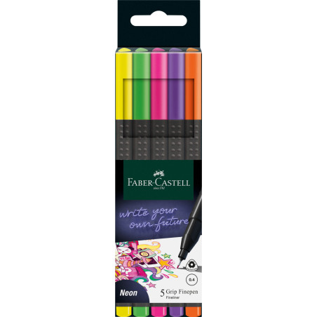 Cienkopisy Grip 5 kolorów neonowych Faber Castell