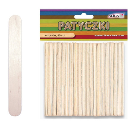 Patyczki bezbarwne 114x10x2mm 60szt. PK-3243 Aliga