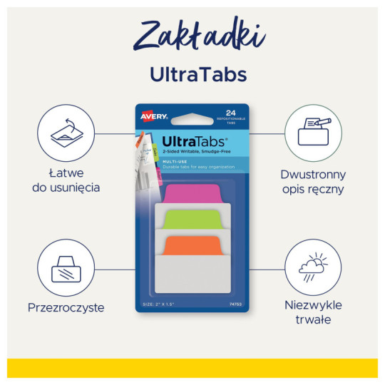 Zakładki indeksujące Ultra Tabs 25,4x38 neon 74759 Avery Zweckform