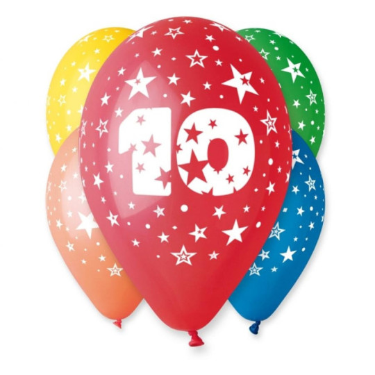 Balony Premium z cyfrą "10" śr. 30 (5szt) GS110/10 Godan