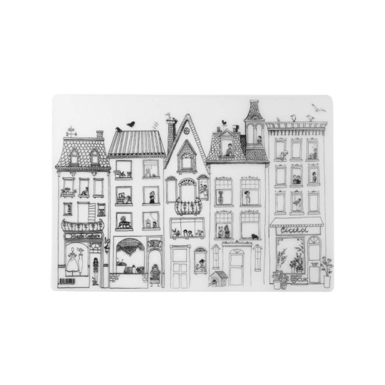 Podkład do kolorowania zmywalny Budynki z kotami 48x33,5cm Strigo Funny mat