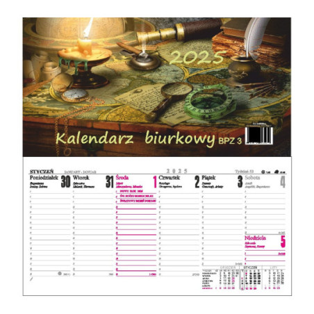 Kalendarz biurkowy poziomy 135x260 DARRIEUS BPZ-3