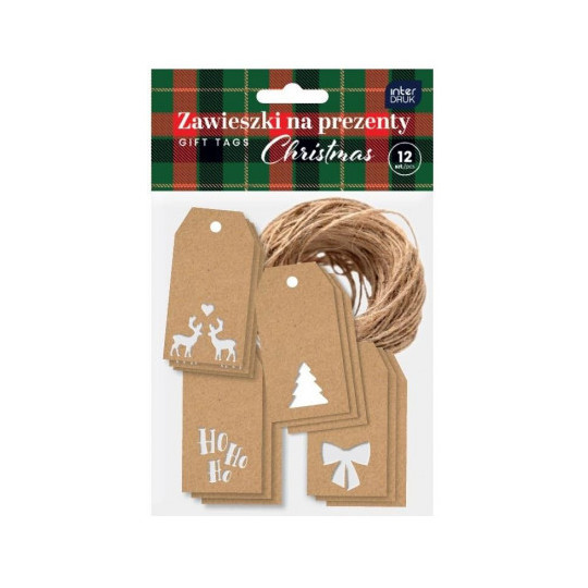 Zawieszki na prezent kraft z wycięciem Christmas Interdruk