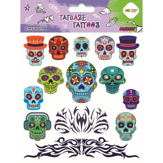 Tatuaże zmywalne BLUE SKULLS 150x2020mm Happy Color