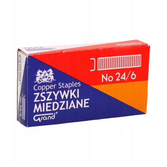 Zszywki 24/6 (1000) miedziane Grand