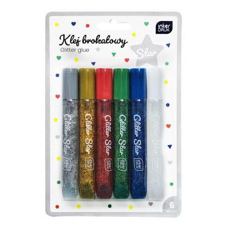 Klej brokatowy do dekoracji 6X10,5ml STAR Interdruk