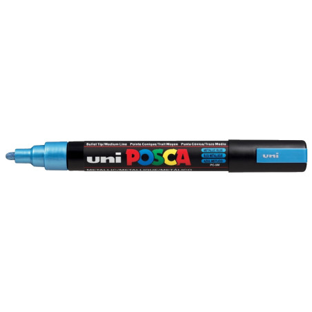 Marker z farbą plakatową Uni Posca, PC-5M 2,5mm metaliczny niebieski