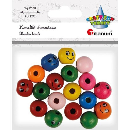 Koraliki drewniane buźki kolorowe 484114 Titanum