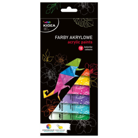Farby akrylowe 12ml 12kol Kidea FAA12KA Derform
