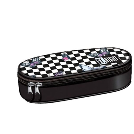 Piórnik saszetka usztywniona z wewnętrzną klapką Stright PC-01 Chessboard Butterflies Majewski