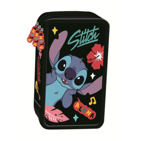 Piórnik potrójny z wyposażeniem STITCH BLACK ALOHA Majewski Piórnik potrójny z wyposażeniem STITCH BLACK ALOHA Majewski
