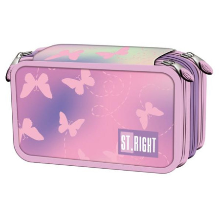 Piórnik potrójny z wyposażeniem Stright PC-05 Pink Butterflies Majewski