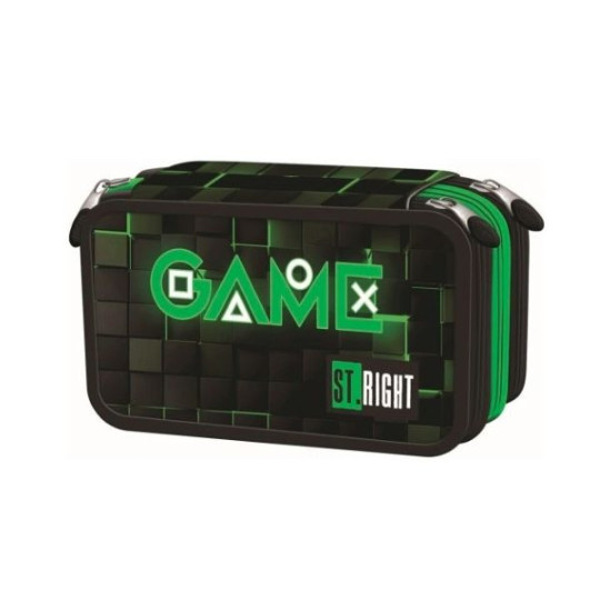 Piórnik potrójny z wyposażeniem Stright PC-05 Green Game Majewski