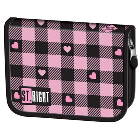 Piórnik dwuklapkowy bez wyposażenia PC-03 STRIGHT Pink Checkered Majewski