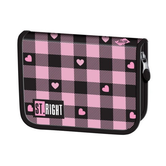 Piórnik dwuklapkowy bez wyposażenia PC-03 STRIGHT Pink Checkered Majewski