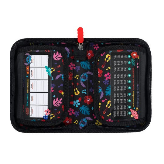 Piórnik dwuklapkowy bez wyposażenia STITCH BLACK ALOHA  Majewski