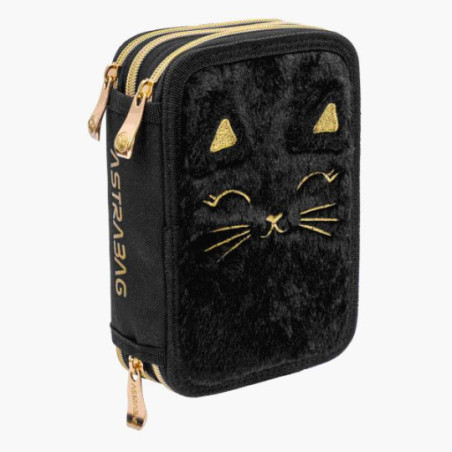 Piórnik JUMBO potrójny z wyposażeniem ASTRABAG Fluffy Kitty Black AC31 Astra Piórnik JUMBO potrójny z wyposażeniem ASTRABAG Fluffy Kitty Black AC31 Astra