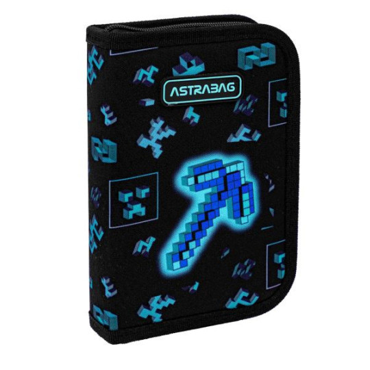 Piórnik pojedynczy jednoklapkowy z wyposażeniem ASTRABAG Dark Pixel AC11 Astra