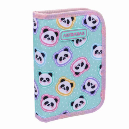 Piórnik pojedynczy jednoklapkowy z wyposażeniem ASTRABAG Minty Pandas AC11 Astra