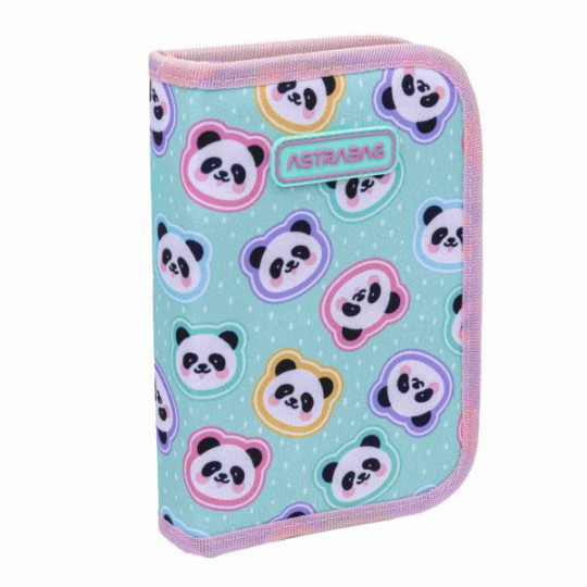 Piórnik pojedynczy jednoklapkowy z wyposażeniem ASTRABAG Minty Pandas AC11 Astra