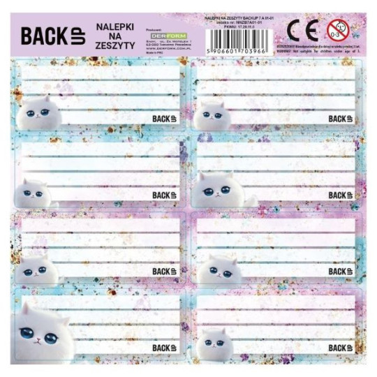 Nalepki na zeszyt Backup 7 A 01 NNZB7A01 Derform