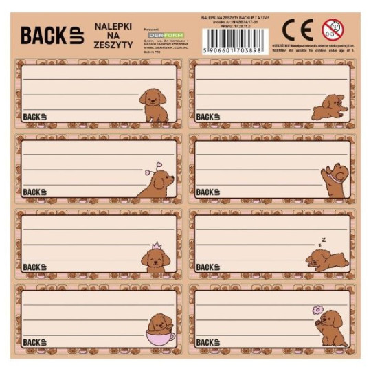 Nalepki na zeszyt Backup 7 A 17 NNZB7A17 Derform