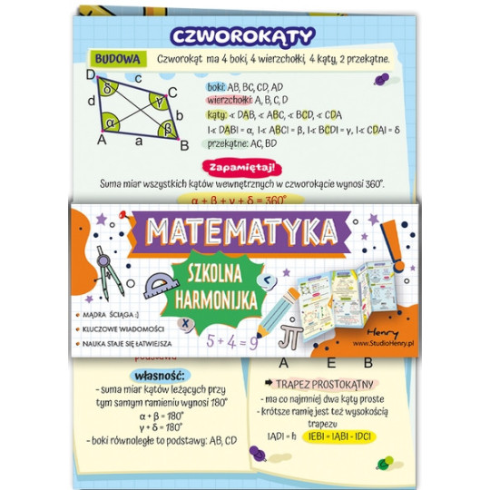 Ściąga Harmonijka Matematyka - trójkąty i czworokąty Henry