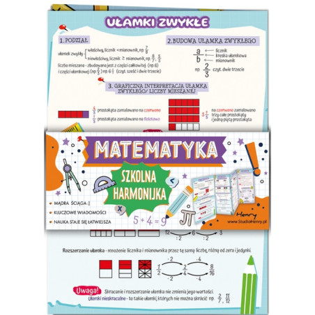 Ściąga Harmonijka Matematyka - ułamki zwykłe i dziesiętne Henry Ściąga Harmonijka Matematyka - ułamki zwykłe i dziesiętne Henry