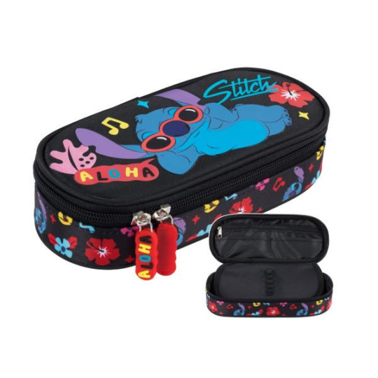 Piórnik saszetka usztywniona z wewnętrzną klapką Stitch Black Aloha Majewski Piórnik saszetka usztywniona z wewnętrzną klapką Stitch Black Aloha Majewski