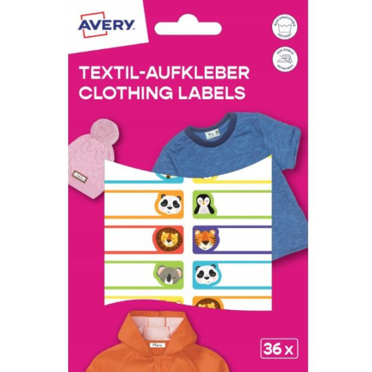 Naklejki na ubrania 45x13 36szt zwierzątka ETVET36A Avery