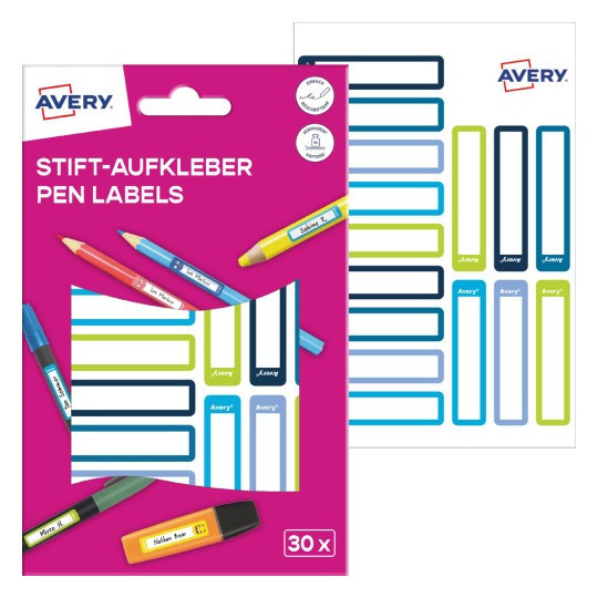 Naklejki na przybory do pisania 50x10 30szt RESMI30G Avery Naklejki na przybory do pisania 50x10 30szt RESMI30G Avery