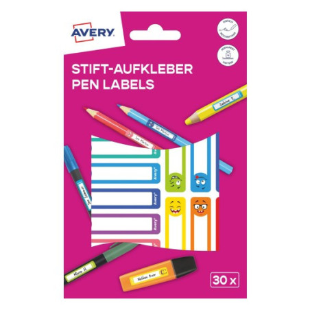 Naklejki na przybory do pisania 50x10 30szt buźki RESMI30S Avery Naklejki na przybory do pisania 50x10 30szt buźki RESMI30S Avery
