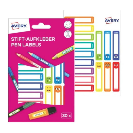 Naklejki na przybory do pisania 50x10 30szt buźki RESMI30S Avery Naklejki na przybory do pisania 50x10 30szt buźki RESMI30S Avery