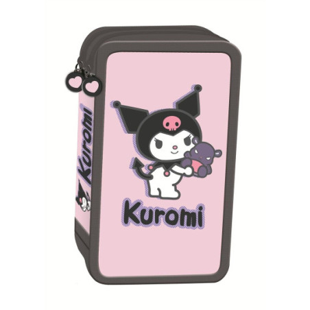 Piórnik potrójny z wyposażeniem Kuromi Pink Majewski Piórnik potrójny z wyposażeniem Kuromi Pink Majewski