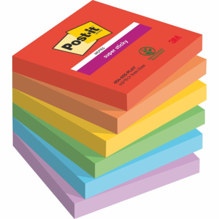 Karteczki samoprzylepne Post-it Super Sticky Playful 76x76mm 6x90k