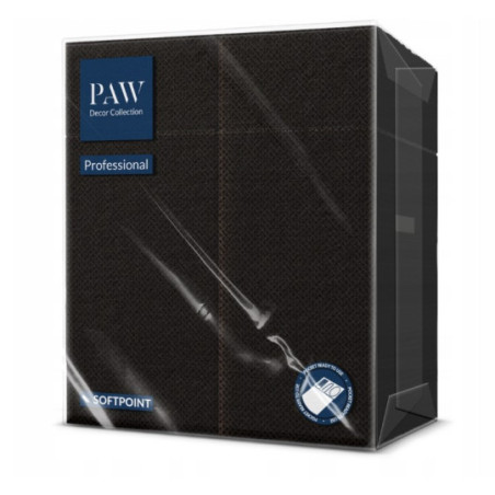 Serwetki 32 cm x 38 cm Pocket na sztućce Softpoint czarne PAW