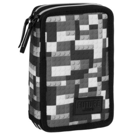 Piórnik z wyposażeniem dwukomorowy klocki pixel Derform Piórnik z wyposażeniem dwukomorowy klocki pixel Derform
