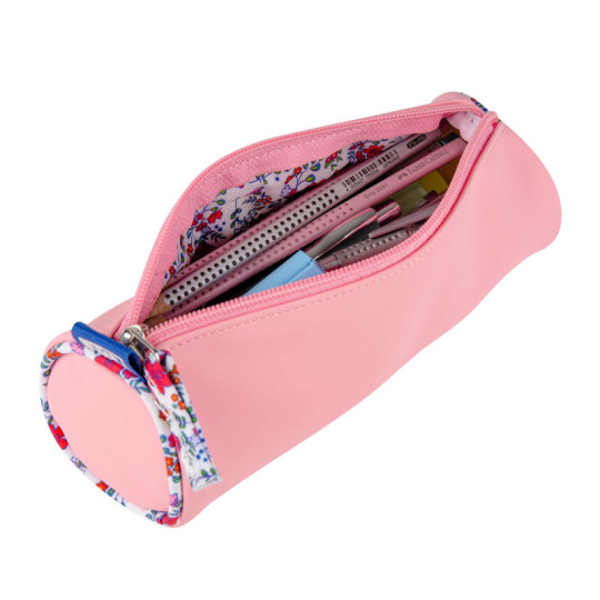 Piórnik Tuba Oxford Floral pastel jasnoróżowy Piórnik Tuba Oxford Floral pastel jasnoróżowy