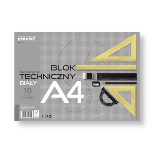 Blok techniczny A4/10 biały 160g  Polsirhurt