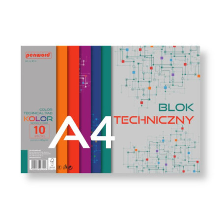 Blok techniczny A4/10 kolor 180g barwiony w masie premium Polsirhurt Blok techniczny A4/10 kolor 180g barwiony w masie premium Polsirhurt