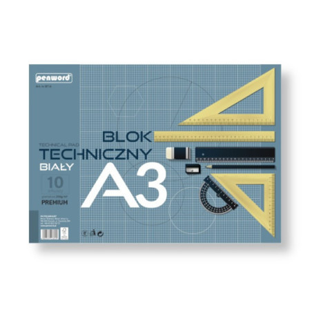 Blok techniczny A3/10 biały 250g Premium Polsirhurt Blok techniczny A3/10 biały 250g Premium Polsirhurt